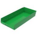 Plastic Shelf Bin Nestable, 11-1/8&quot;W x 23-5/8&quot;D x 4&quot;H Green - Pkg Qty 6