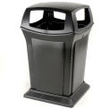 Rubbermaid Ranger&#174; 4 Openings Outdoor Trash Can, 45 Gallon, Black
