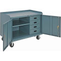Global Industrial Mobile Drawer Workbench Cabinet w/ Steel Square Edge Top, 48&quot;W x 26&quot;D, Gray