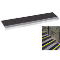 Grit Surface Aluminum Stair Tread  Glued Down 7-1/2&quot;D 48&quot;W, Grayblack