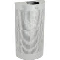 12 Gallon Silhouette Half Round Open Top Receptacle w/Liner, Silver Metallic