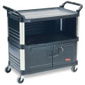 Rubbermaid® Xtra™ 3 Shelf Black Equipment Locking Cabinet Cart