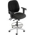 Manager Stool - 360&#176; Footrest With T Arms - Black