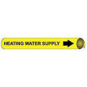 Pipe Marker - Precoiled and Strap-on - Heating Water Supply, Yellow, For Pipe 2-1/2&quot; - 3-1/4&quot;,12&quot;W