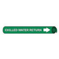 Pipe Marker - Precoiled and Strap-on - Chilled Water Return, Green, For Pipe 3/4&quot; - 1&quot;,8&quot;W