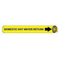 Pipe Marker - Precoiled and Strap-on - Domestic Hot Water Return, YLW, For Pipe 1-1/8&quot; - 2-3/8&quot;,8&quot;W