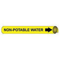 Pipe Marker - Precoiled and Strap-on - Non-Potable Water, Yellow, For Pipe 1-1/8&quot; - 2-3/8&quot;,8&quot;W