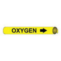 Pipe Marker - Precoiled and Strap-on - Oxygen, Yellow, For Pipe 3-3/8&quot; - 4-1/2&quot;,12&quot;W