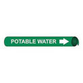 Pipe Marker - Precoiled and Strap-on - Potable Water, Green, For Pipe 3-3/8&quot; - 4-1/2&quot;,12&quot;W