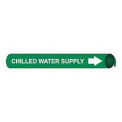 Pipe Marker - Precoiled and Strap-on - Chilled Water Supply, Green, For Pipe 8&quot; - 10&quot;,24&quot;W