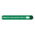 Pipe Marker - Precoiled and Strap-on - Domestic Cold Water Supply, Green, For Pipe 6&quot; - 8&quot;,12&quot;W