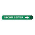 Pipe Marker - Precoiled and Strap-on - Storm Sewer, Green, For Pipe 6&quot; - 8&quot;,12&quot;W