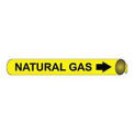 Pipe Marker - Precoiled and Strap-on - Natural Gas, Yellow, For Pipe 4-5/8&quot; - 5-7/8&quot;,12&quot;W