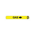 Pipe Marker - Precoiled and Strap-on - Gas, Yellow, For Pipe 8&quot; - 10&quot;,24&quot;W