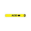 Pipe Marker - Precoiled and Strap-on - Acid, Yellow, For Pipe 4-5/8" - 5-7/8",12"W