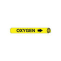 Pipe Marker - Precoiled and Strap-on - Oxygen, Yellow, For Pipe 4-5/8&quot; - 5-7/8&quot;,12&quot;W