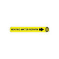Pipe Marker - Precoiled and Strap-on - Heating Water Return, Yellow, For Pipe 3-3/8&quot; - 4-1/2&quot;,12&quot;W