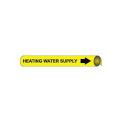 Pipe Marker - Precoiled and Strap-on - Heating Water Supply, Yellow, For Pipe 3-3/8&quot; - 4-1/2&quot;,12&quot;W
