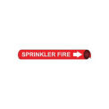 Pipe Marker - Precoiled and Strap-on - Sprinkler Fire, Red, For Pipe 6&quot; - 8&quot;,12&quot;W