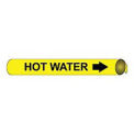 Pipe Marker - Precoiled and Strap-on - Hot Water, Yellow, For Pipe 3-3/8&quot; - 4-1/2&quot;,12&quot;W