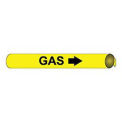 Pipe Marker - Precoiled and Strap-on - Gas, Yellow, For Pipe 6&quot; - 8&quot;,12&quot;W