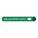 Pipe Marker - Precoiled and Strap-on - Chilled Water Supply, Green, For Pipe 3-3/8&quot; - 4-1/2&quot;,12&quot;W
