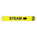 Pipe Marker - Precoiled and Strap-on - Steam, Yellow, For Pipe Over 10&quot;,32&quot;W