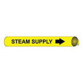 Pipe Marker - Precoiled and Strap-on - Steam Supply, Yellow, For Pipe 8&quot; - 10&quot;,24&quot;W