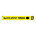 Pipe Marker - Precoiled and Strap-on - Heating Water Return, Yellow, For Pipe Over 10&quot;,32&quot;W