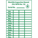 National Marker Company ML1 NMC ML1 Monthly Inspection Record Label