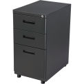 Global Industrial 3 Drawer Pedestal Box File Cabinet, 16"W x 20"D x 29"H, Black