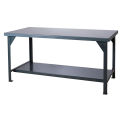 Durham Mfg. Standard Workbench W/ Shelf & Steel Square Edge, 72&quot;W x 36&quot;D, 12000 Lb Capacity, Gray