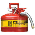 Justrite 7225130 Type II Safety Can, 2-1/2 Gallon with 1&quot; Hose