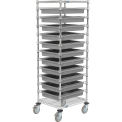 Chrome Wire Cart With 11 3&quot;H Grid Gray Containers, 21X24X69