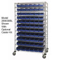 Wire Shelving with (91) 4&quot;H Plastic Shelf Bins Blue, 48x14x74