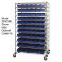 Wire Shelving with (91) 4&quot;H Plastic Shelf Bins Blue, 48x24x74
