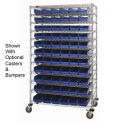 Wire Shelving with (66) 4&quot;H Plastic Shelf Bins Blue, 48x24x74