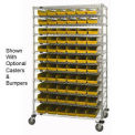 Wire Shelving with (66) 4&quot;H Plastic Shelf Bins Yellow, 48x24x74