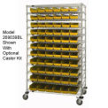 Wire Shelving with (88) 4&quot;H Plastic Shelf Bins Yellow, 60x14x74