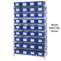 Wire Shelving With (24) 9&quot;H Nest & Stack Shipping Totes Blue, 48x18x74