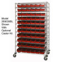Wire Shelving with (88) 4&quot;H Plastic Shelf Bins Red, 60x24x74