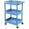 Luxor Blue 3 Shelf Tray Shelf Plastic Cart 24 x 18, 24&quot;L x 18&quot;W x 40-1/2&quot;H