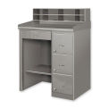 Single Pedestal Shop Desk w/ Filing Cabinet, 39&quot;W x 24&quot;D x 53-1/2&quot;H, Gray