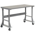 Mobile Fixed Height Workbench, Steel, 48&quot;W x 36&quot;D, Gray