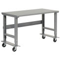Mobile Adjustable Height C-Channel Leg Workbench, Steel, 48&quot;W x 30&quot;D, Gray