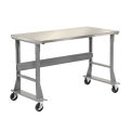 Mobile Fixed Height Workbench, Stainless Steel, 72&quot;W x 30&quot;D, Gray