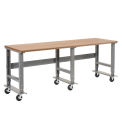 Mobile Adjustable Height Workbench, Shop Square Edge, 96&quot;W x 30&quot;D, Gray