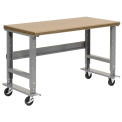 Mobile Adjustable Height Workbench, Shop Safety Edge, 72&quot;W x 30&quot;D, Gray