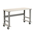 Mobile Adjustable Height Workbench, Plastic Laminate Square Edge, 60&quot;W x 30&quot;D, Gray