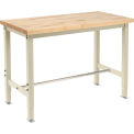 48&quot;W x 24&quot;D Adjustable Height Workbench Return, 1-3/4&quot; Thick Maple Block Square Edge, Tan